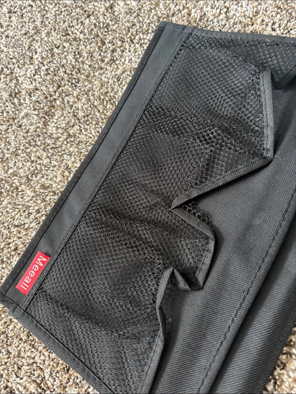 Black Mesh Organizer Pouch for Side of Bed